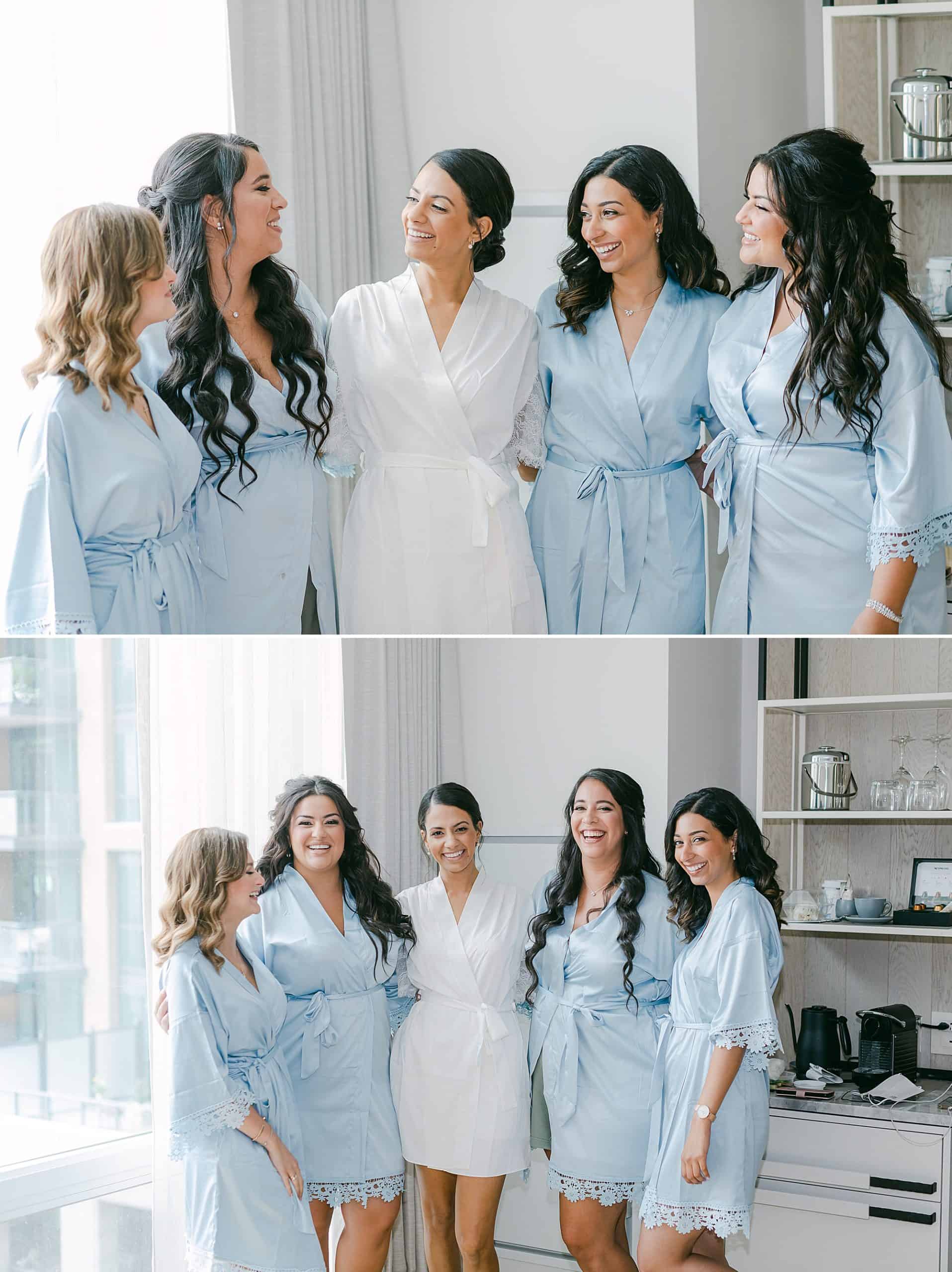 bride and bridemaids getting ready photos